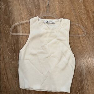 Zara Off-White Sleeveless Crop Top
